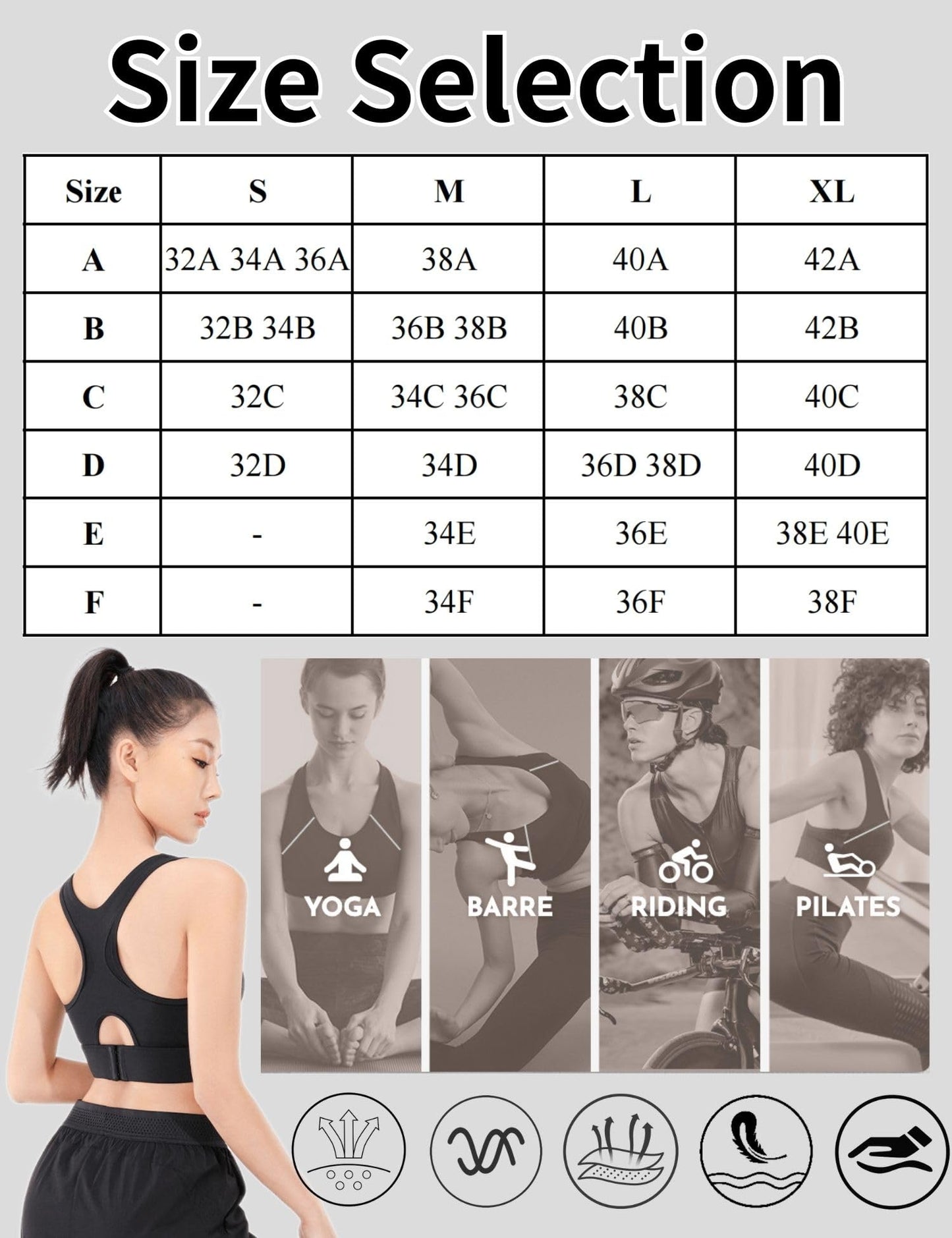 Sports Bras Women High Impact, Seamless Racer Back Padded Support Comfort Bra, Adjustable Running Bra Women High Impact, Ladies Sports Bras for Yoga Gym Workout Fitness Black(M)