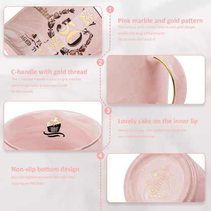 Best Friend Birthday Gifts for Women, Friendship Gifts for Women, Unique Birthday Valentines Day Gift Ideas for Her, Friends Female, Besties, BFF Ceramic Marble Coffee Mug Gift Box Printed Gold 14 oz