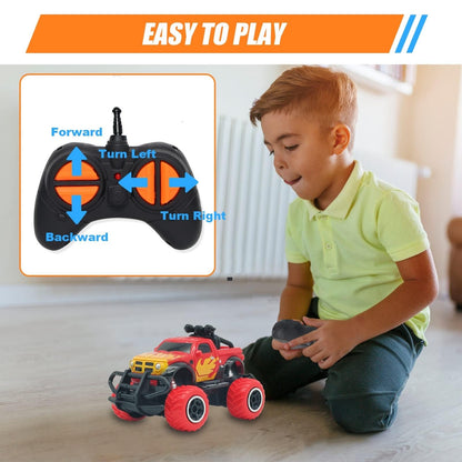 Pup Go RC Racing Car for Kids, 4-Channel Remote Control Race Car for Boys Girls Age 3-9, Thrilling Indoor Outdoor Racing Experience,Truck Toy, Great Gift for 3 4 5 Year Old Red 2.4GHz