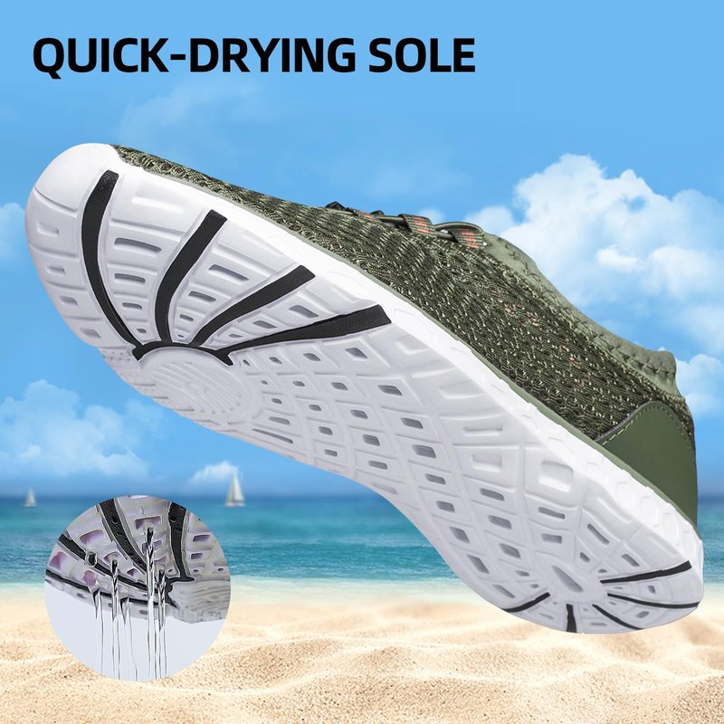 DOUSSPRT Men's Water Shoes Quick Drying Sports Aqua Shoes DarkGreen Size 11