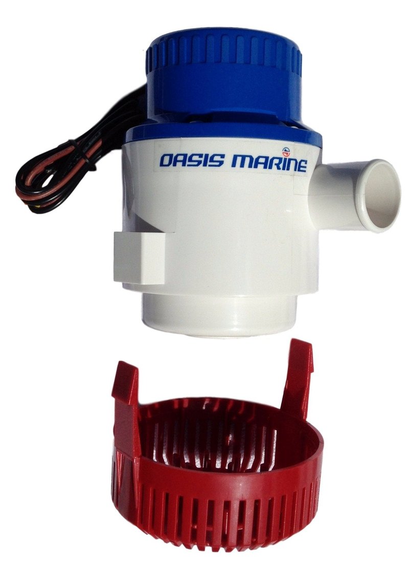 OASIS MARINE 3700 GPH 12V Submersible Marine Bilge Pump for Boats – Saltwater & Freshwater, 1.5" Hose Outlet, Separate Float Switch Included, Heavy Duty, Stainless Steel Shaft, Corrosion Resistant
