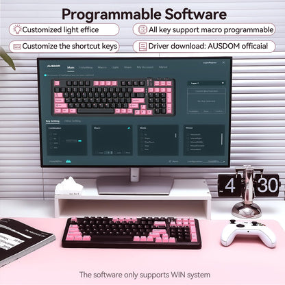 AUSDOM 98Pro Silent Mechanical Keyboard, Wireless Hot Swappable Gaming Keyboard with Backlit,Gasket Structure,Pre-lubed Tactile Switches,2.4GHz/Type-C/Bluetooth Custom Keyboards (Green & White-Silent)