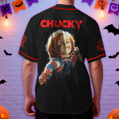 fat mummy Horror Doll Baseball Jerseys Shirt, Wanna Play Jersey Shirts for Men Women (L)