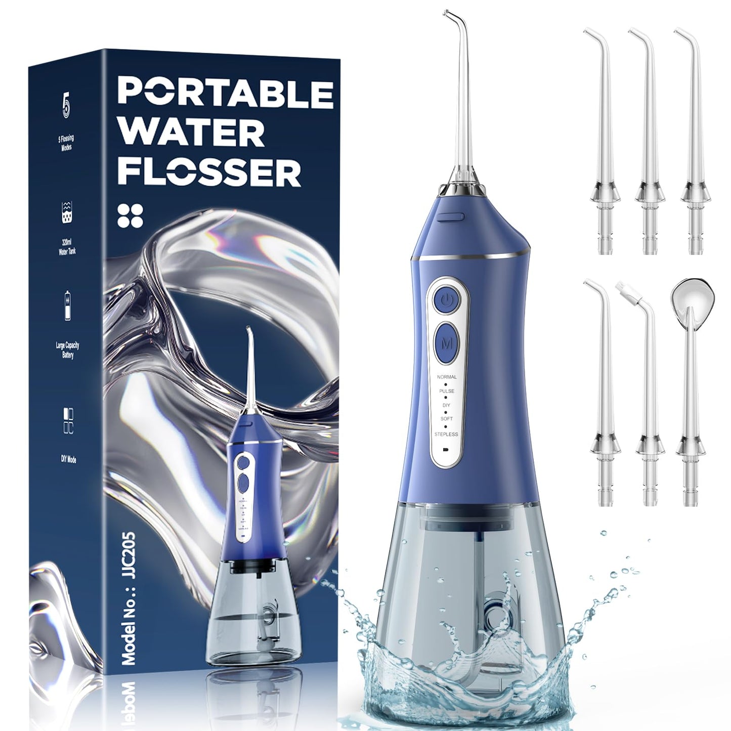 Water Flosser for Teeth Cleaning and Flossing, 5 Modes Rechargeable Cordless Oral Irrigator 320ml Water Tank Teeth Cleaner, IPX7 Waterproof Portable Electric Dentel Flossers for Home and Travel,Pink