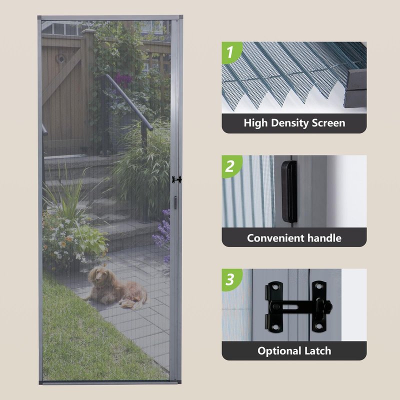 Retractable No-Drilling Sliding Screen Door, Seamless Aluminum Frame Low-Profile Tracks for Closer to Nature, Keeping Insects Out, Pet and Child-Friendly, Customizable Sizes for Your Opening