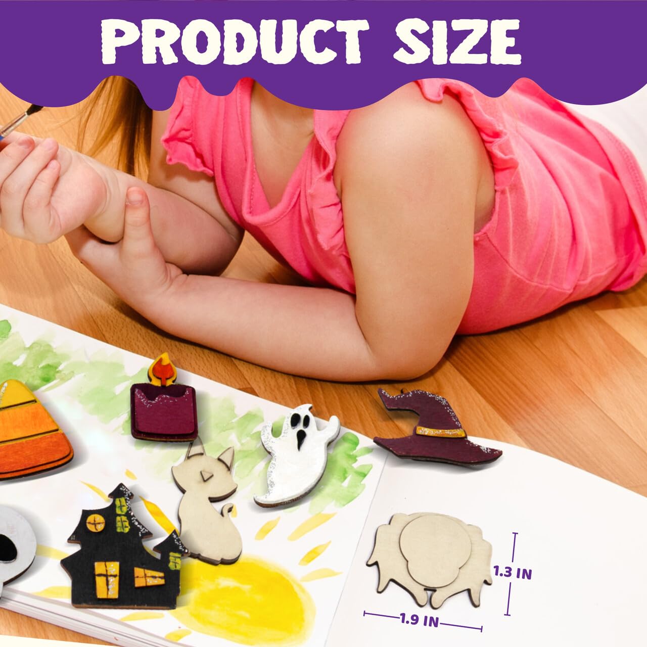 JOYIN 12 Pcs Halloween Wood Craft Kit, Wooden Magnet Creativity Arts Painting Kit, DIY Halloween Painting Craft for Kids Party Supplies, Toddler Party Favors Family School Activities