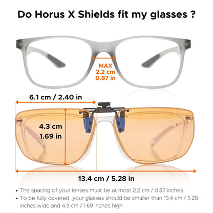 Horus X ® • Anti Blue Light Clip-On Glasses |Gaming Glasses Shield Anti Fatigue Eyestrain Migraine | Amber Lenses