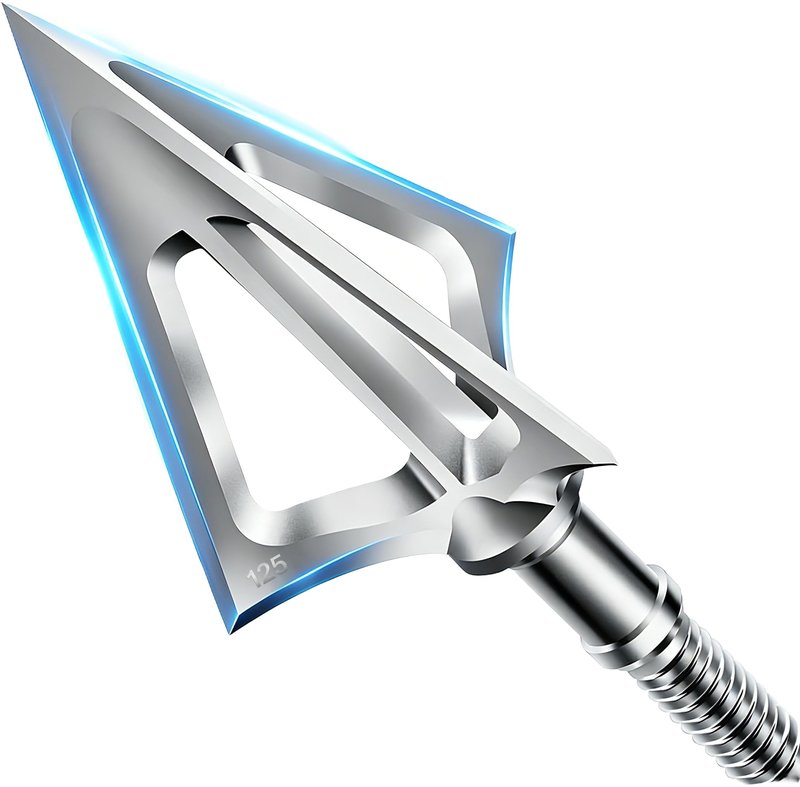 JIANZD 12pcs Hunting Archery Broadhead 125 Grain,420 Stainless Steel Fixed Blade Broadhead Arrow Tips Archery Arrowhead for Crossbow and Compound Bow
