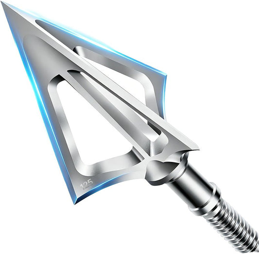 JIANZD 12pcs Hunting Archery Broadhead 125 Grain,420 Stainless Steel Fixed Blade Broadhead Arrow Tips Archery Arrowhead for Crossbow and Compound Bow