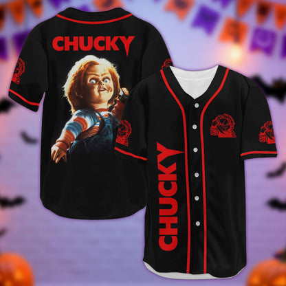 fat mummy Horror Doll Baseball Jerseys Shirt, Wanna Play Jersey Shirts for Men Women (L)