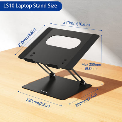 BESIGN LS10 Aluminum Laptop Stand, Ergonomic Adjustable Notebook Stand, Computer Holder Compatible with Air, Pro, Dell, HP, Lenovo More 10-14" Laptops, Black