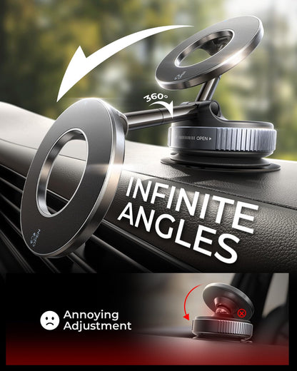MRGLAS 2025 Upgraded Vacuum Magnetic Mobile Phone Holder Car for Magsafe Car Mount, Suction Cup Mobile Phone Holder [89+LBS Suction Power & 2800gf Strongest Magnet], 360° Rotatable for Mirror/Gym