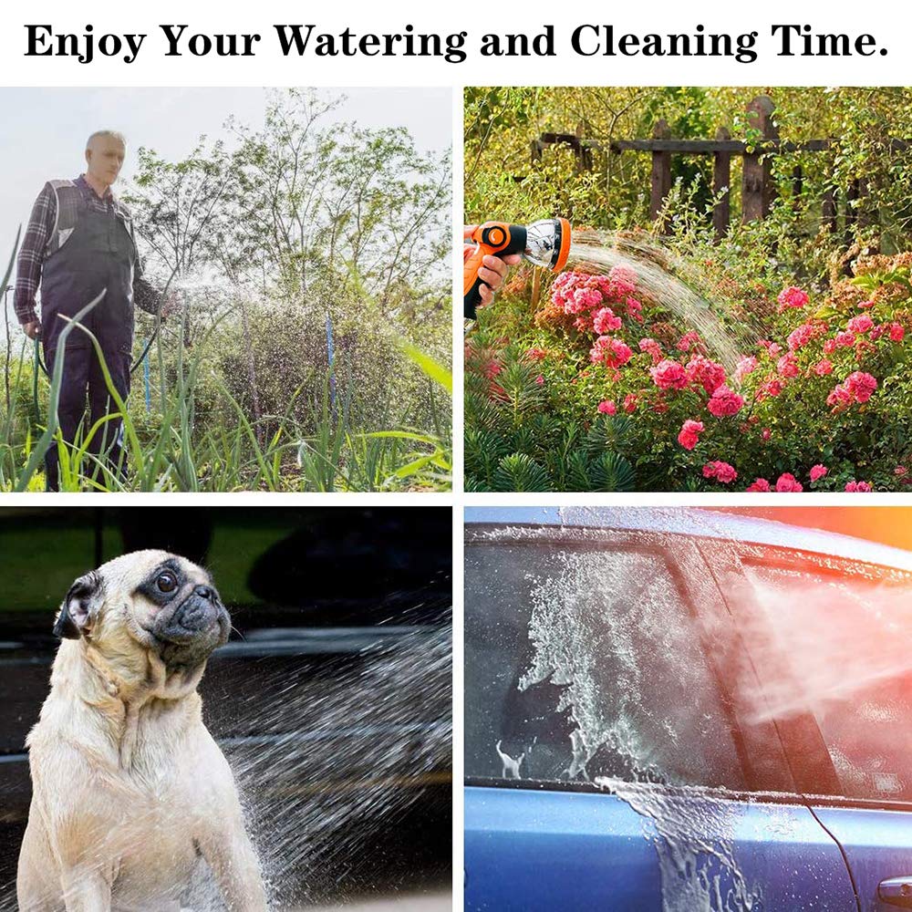 Garden Hose Spray Nozzle,10 Hose Metal Duty Watering Patterns Thumb Control On Off Valve, High Pressure Nozzle Sprayer for Plants, Car Wash,Cleaning,Showering Pets