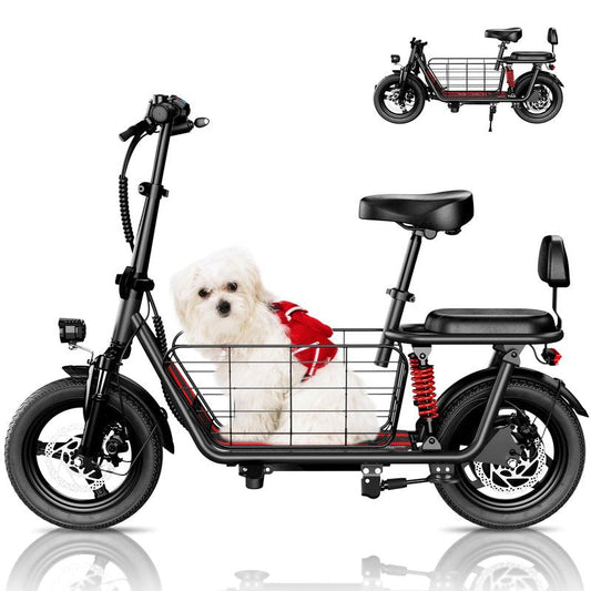 WINDHORSE C3 Adults Electric Scooter with Seat - 14” Tire, 500W Brushless Motor, 3 Speed Modes, Cruise Control, Dual Suspension, 25 Mile Range, 22MPH, Adjustable E-Scooter for Teens with Basket