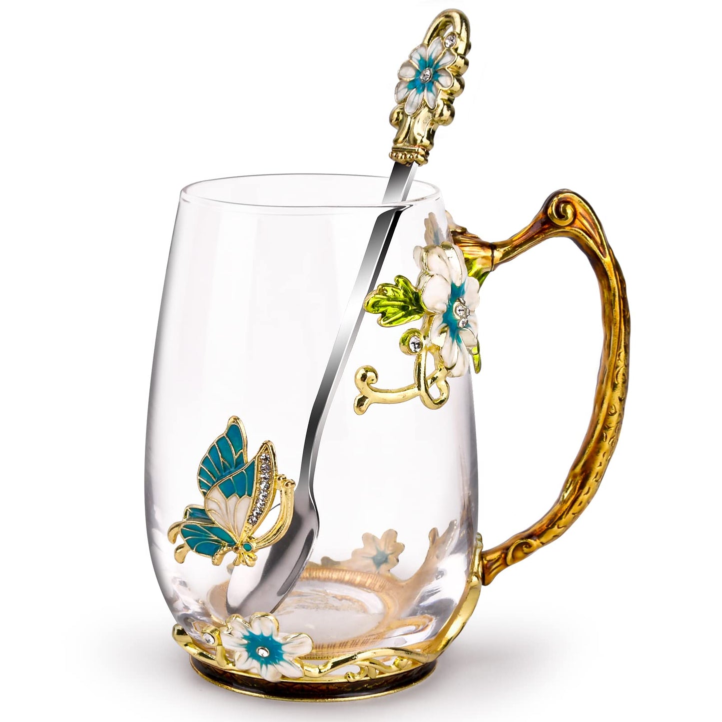 OEAGO Gifts for Mom Women Valentines Day Gifts for Her Glass Coffee Enamels Mug Best Birthday Valentine's for Girlfriend Wife Mothers Day from Daughter Son Tea Cup Stocking Stuffers Christmas