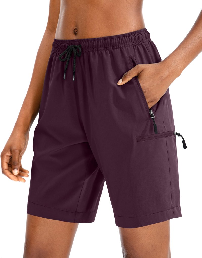 SANTINY Women's 5''/ 7''/9'' Hiking Cargo Shorts Quick Dry Lightweight Summer Shorts for Women Athletic Zipper Pockets(Dusty Purple_3XL)