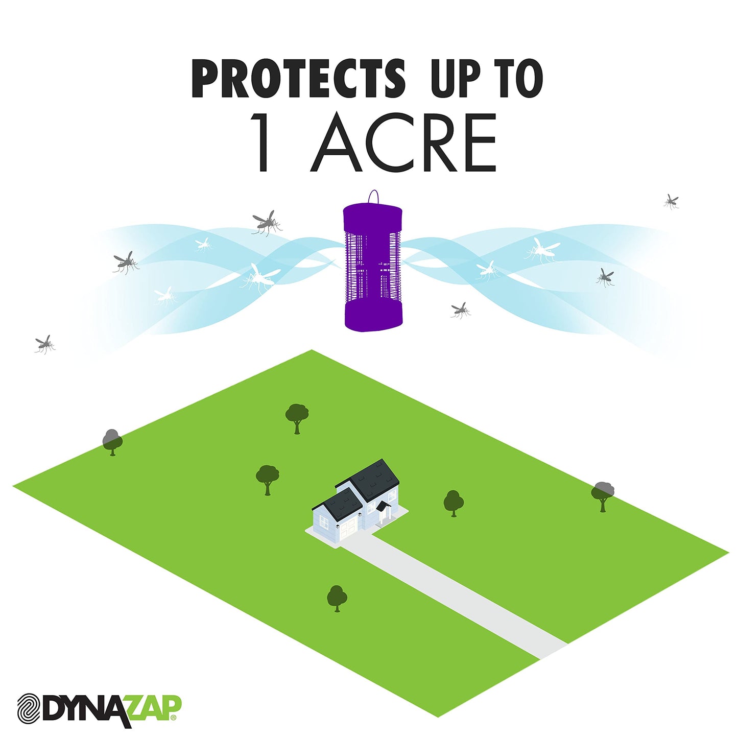 DynaZap DZ30200SR Outdoor Electronic Bug Zapper and Flying Insect Killer - All Weather Electric Mosquito Zapper Protects up to 1 Acre