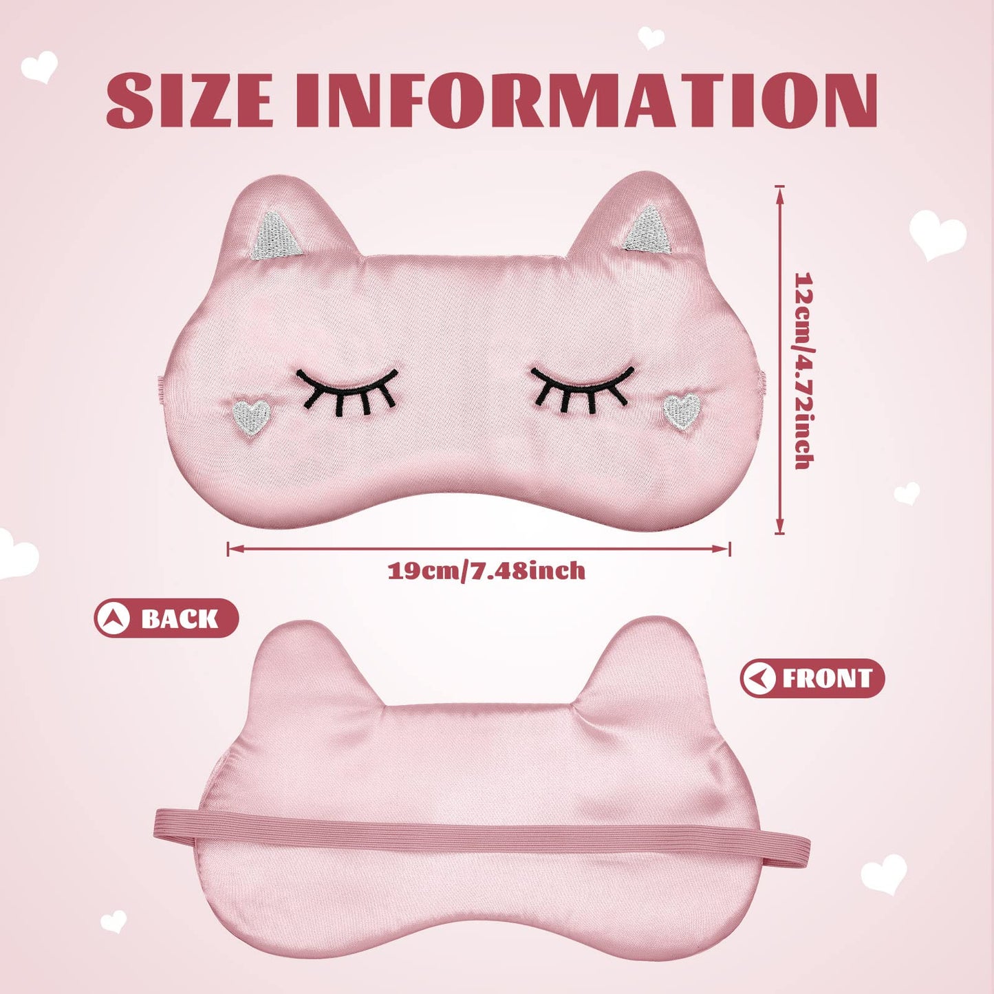 Haysandy Cute Animal Cartoon Eye Masks - 3 Pack (White, Gray, Pink) - Silk Material - Soft & Comfortable - Lightweight - Adult & Kids - Pull On - Sleep Masks