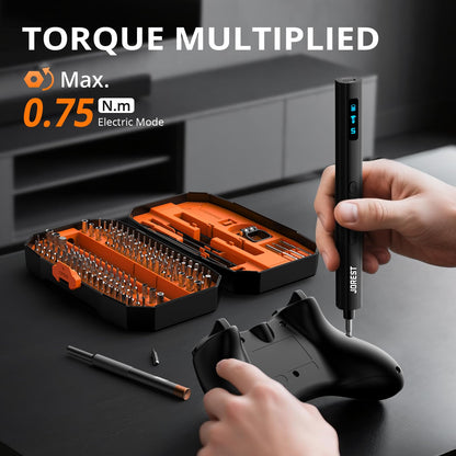 JOREST 155 in 1 Mini Electric Screwdriver Cordless, Rechargeable Precision Power Screwdriver Set, Gifts for Men, Magnetic Repair Tool Kit for iPhone, PC, Laptop, MacBook, PS5, Xbox, Glasses, Watches