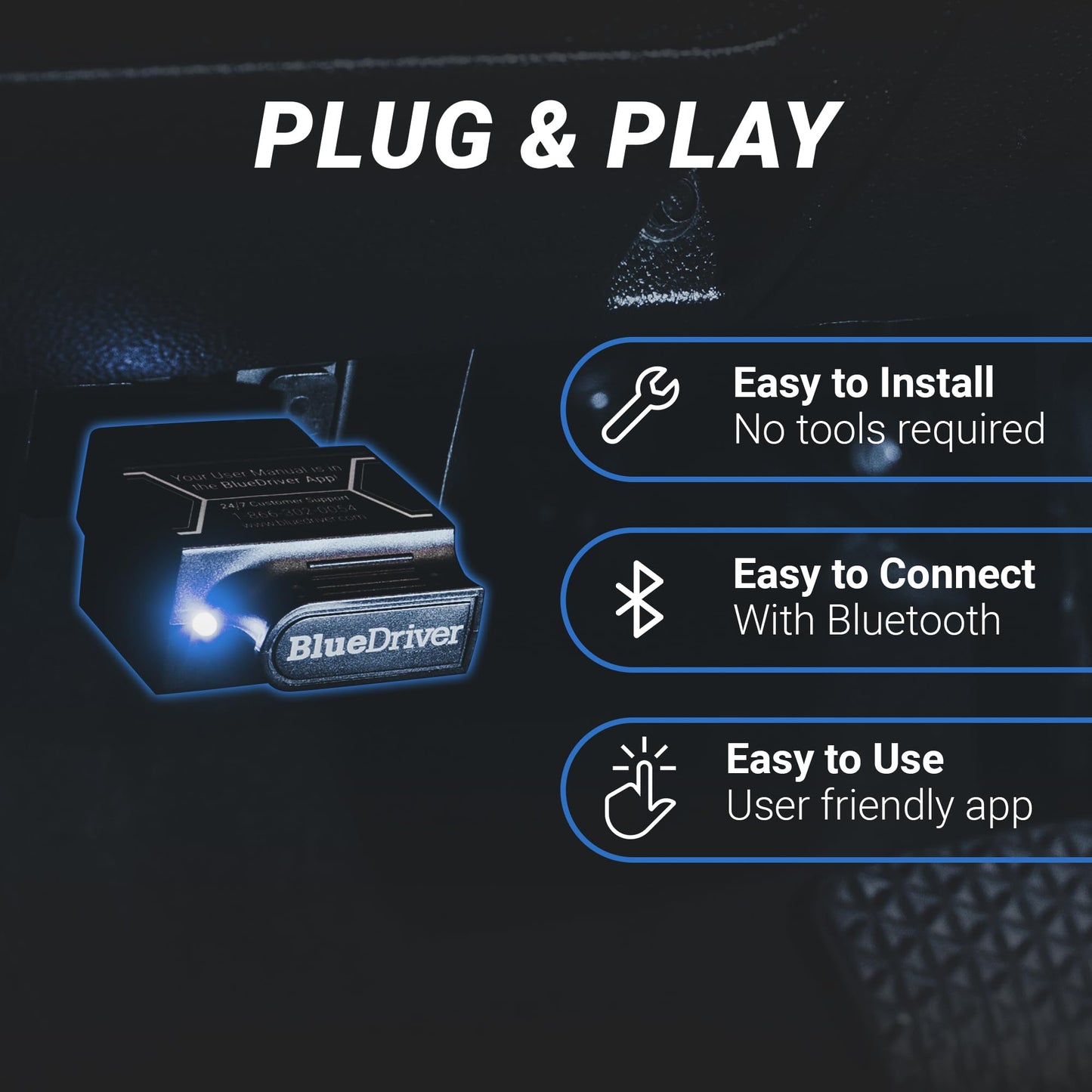 BlueDriver Bluetooth Pro OBDII Scan Tool for iPhone & Android - No Subscription Fee - OBD2 Car Scanner and Code Reader - Diagnose Check Engine, ABS, SRS, Airbag & 7000+ Issues on Vehicles 1996+