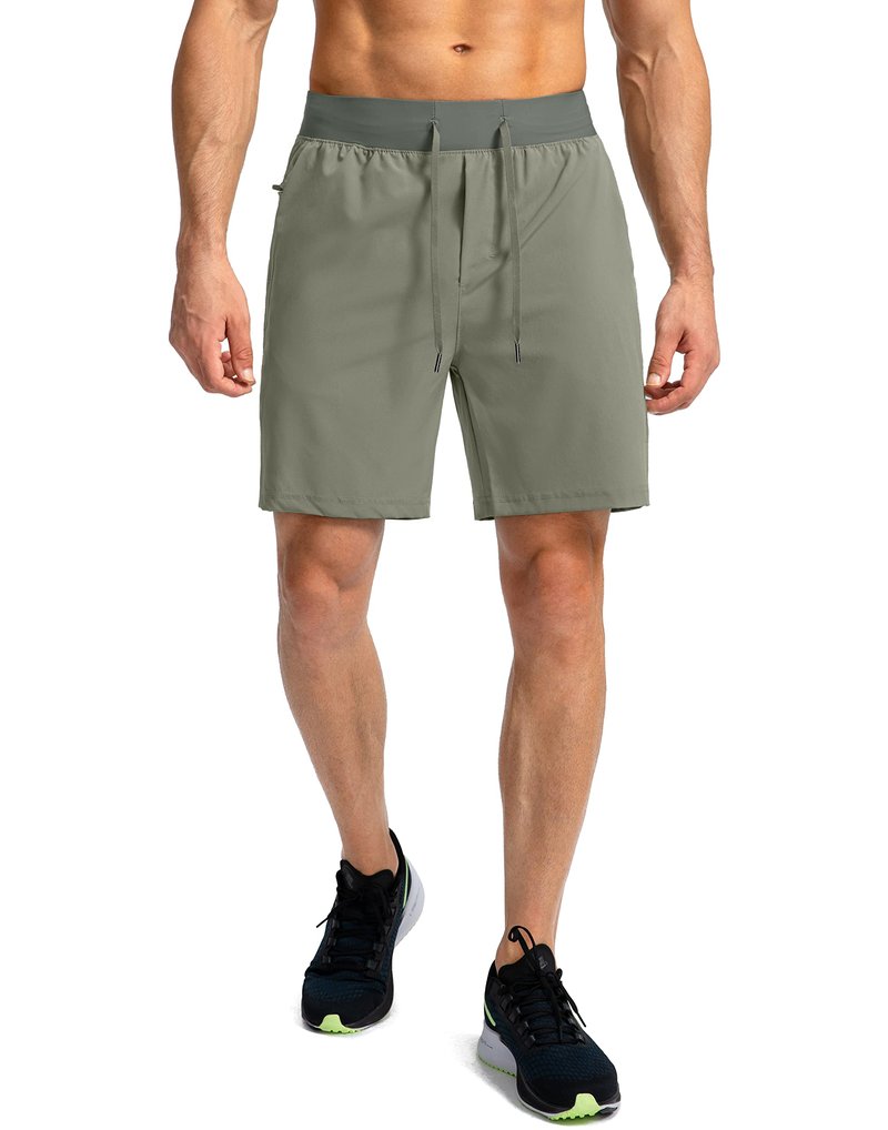 Men's Running Shorts with Zipper Pockets 7 Inch Lightweight Quick Dry Gym Athletic Workout Shorts for Men (Green Sage, Small)