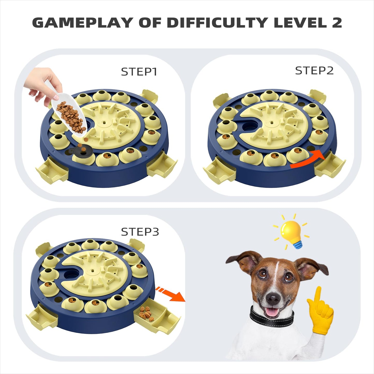 KADTC Level 3 in 1 Advanced Dog Puzzle Toy for Small/Medium/Large Smart Dogs Puppy Cognitive Enrichment Treat Toys Mental Stimulation Brain Stimulating Interactive Food Puzzles Boredom Mind Game