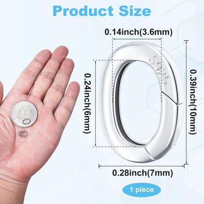 HINZIC 925 Sterling Silver Oval Necklace Shortener Clasp Hypoallergenic Tiny Carabiner Snap Clip Valentines Wedding Bracelet Ring Connector Lock for Women Jewelry Making
