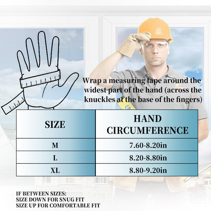 JUMPHIGH Safety Work Gloves, Synthetic Leather Impact-Resistant Heavy Duty Mechanic Gloves, Sensitive Touch Screen, Flexible Grip Gloves for Work (L)