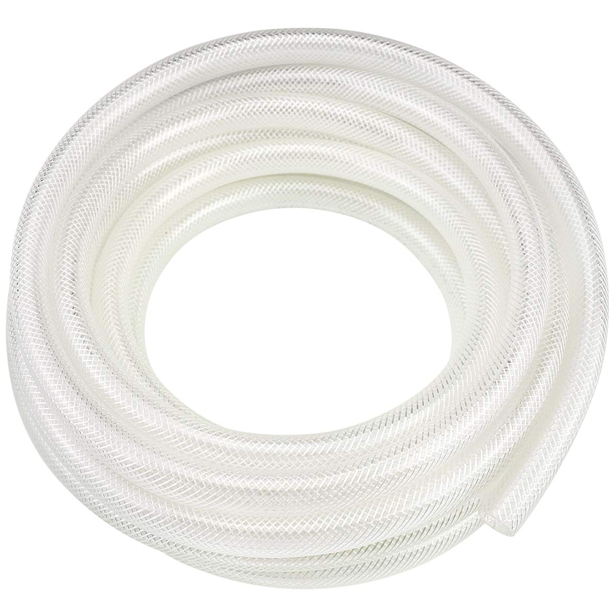 3/8" ID x 10 Ft High Pressure Braided Clear PVC Vinyl Tubing Flexible Vinyl Tube, Heavy Duty Reinforced Vinyl Hose Tubing, BPA Free and Non Toxic