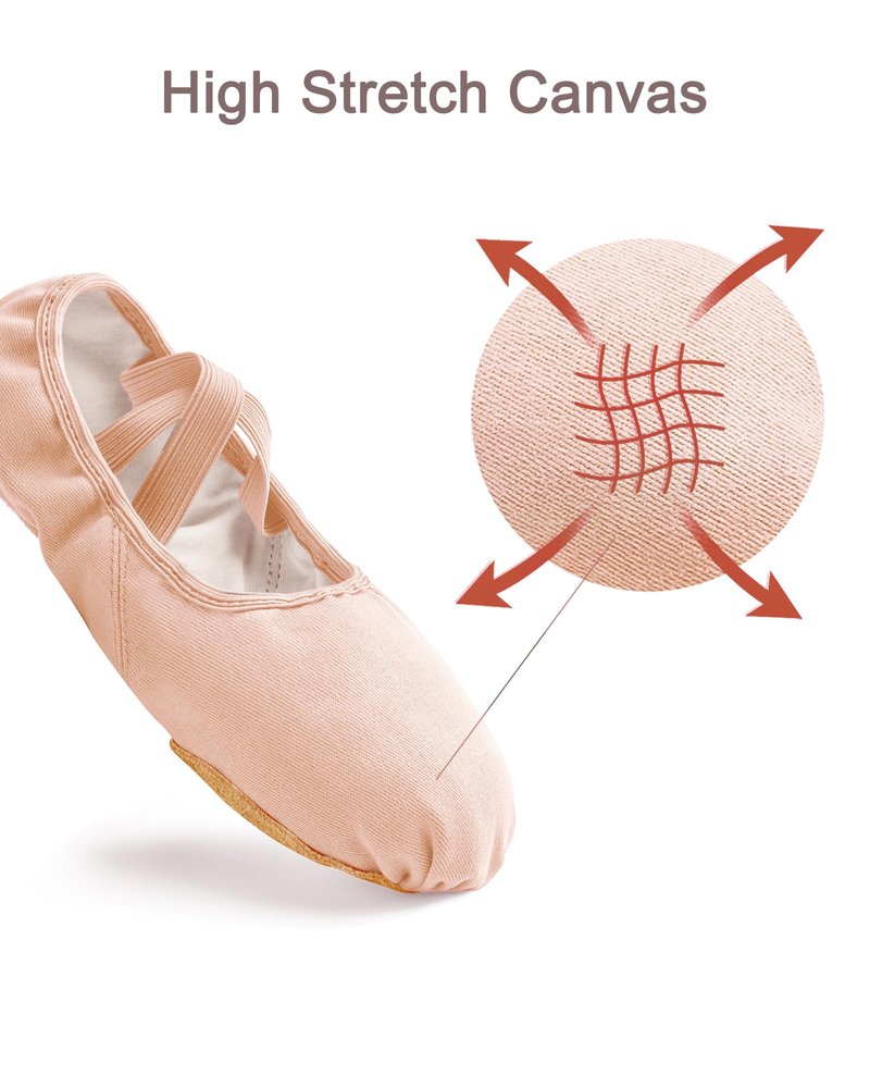 Stelle Women Ballet Shoes Highly Stretch Canvas Adult Ballet Slippers Split Sole Yoga Dance Shoe for Girls Boys(Ballet Pink,8.5MW)