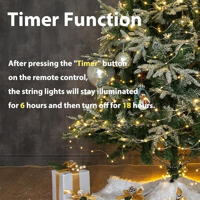Warm White 328Ft Plug in Fairy Lights Silver Wire 1000 LEDs, 8 Modes, Waterproof, Remote - Controlled for Bedroom, Garden, Party, Christmas, Wedding & Birthday Decor, Indoor & Outdoor Use