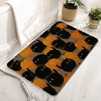 GAGEC Halloween Door Mat Pumpkins Cat Outdoor Rug Bathroom Doormat Entrance Rugs Farmhouse Home Kitchen Decoration Floor Front Door Mats 17 x 27 Inch