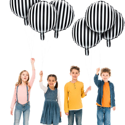 Gejoy 24 Pieces 18 Inch Black and White Striped Balloons Foil Black Striped Balloons for Halloween Birthday Family Party Decoration