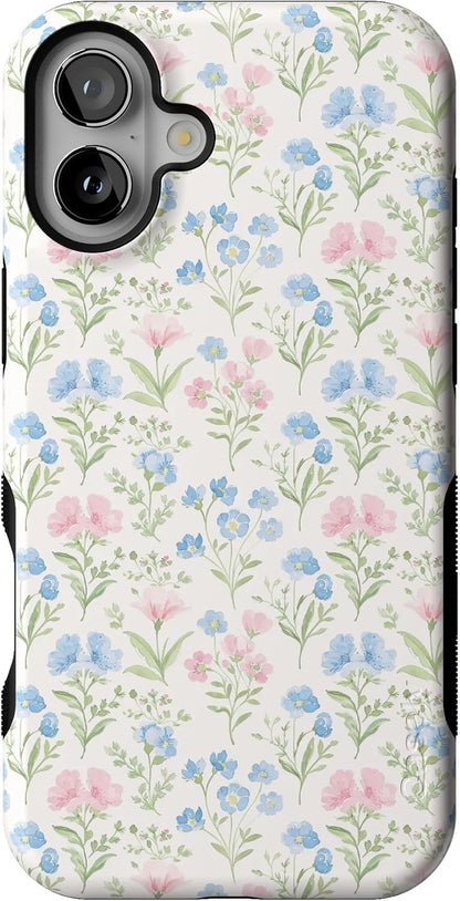 Casely iPhone 16 Case | Nantucket Cottage | Blue Hydrangea | Compatible with MagSafe | Bold Protective Design