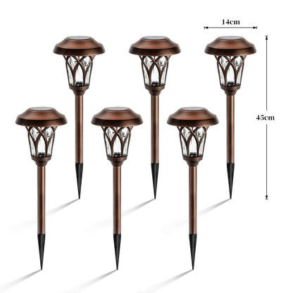 GIGALUMI 6 Pack, Solar Landscape Lights Warm White, Super Bright High Lumen Waterproof Metal Automatic Solar Pathway Yard Lights for Path, Garden, Lawn, Patio and Walkway