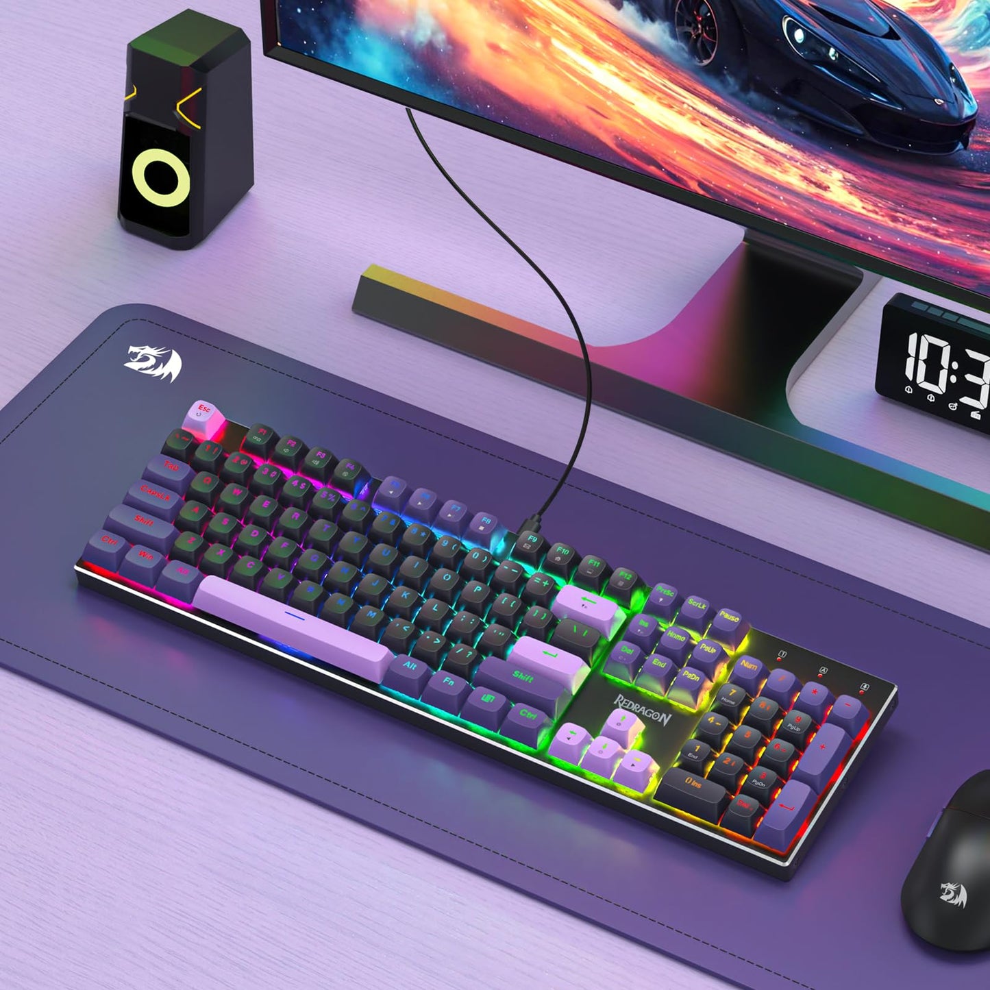 Redragon K556 PRO Upgraded Wireless RGB Gaming Keyboard, BT/2.4Ghz Tri-Mode Aluminum Mechanical Keyboard w/No-Lag Connection, Hot-Swap Linear Quiet Red Switch