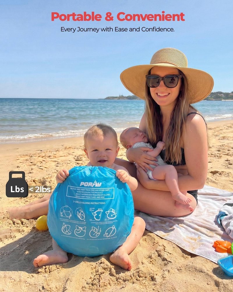 Portable Baby Beach Tent - UPF 50+ Sun Shelter with Mosquito Net | Ideal Pop-Up Kids Travel Tent with Carry Bag & 2 Stakes