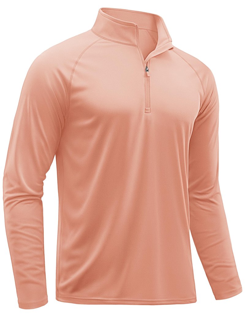 TACVASEN Long Sleeve Rash Guard 1/4 Zip Pullover Mens Workout Beach Shirts for Men UPF 50+ Sun Protection Athletic Shirts Apricot
