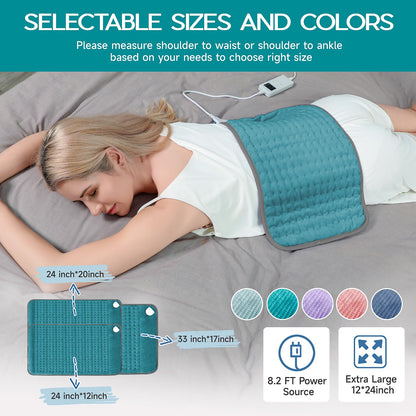 Large Heating Pad for Back Pain Relief, Electric Heating Pad for Neck and Shoulders, Auto Shut Off, Fast Heat, Christmas Gifts for Women Men, Birthday Gifts for Mom Dad (17'' x 33)