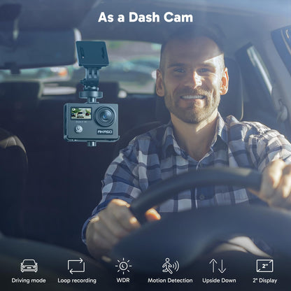 AKASO Brave 4 4K30fps 20MP WiFi Action Camera Ultra Hd with EIS 131ft Waterproof Camera Remote Control 5xZoom Underwater Camcorder with 2 Batteries and Bicycle Helmet Accessories Kit