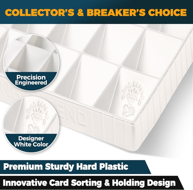 Card Sorting Tray - Stackable 15-Compartment Organizer for Trading Cards | Includes 15 Dividers, White