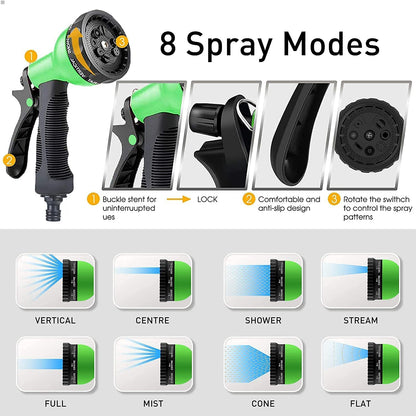 Yiting Expandable Garden Hose 25ft/50ft/100ft/125ft/150ft/200ft, 3 Times Flexible Expanding Magic Garden Water Hose Pipe with 8 Function Spray Nozzle and 3/4"&1/2" Hose Connect Fittings (Green, 25FT)