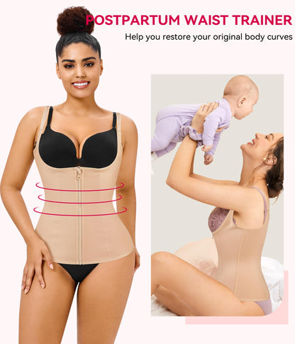 Gotoly Quick Weight Loss, Adjustable Straps Body Shaper Waist Cincher Tank Top (L Fits 27.5-30.7 Inch Waistline, Beige)