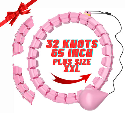 65inch 32 Knots Plus Size Quiet Weighted Hula Infinity Fitness Detachable Hoops, Smart Noiseless Infinity Hula for Women, 2 in 1 Waist and Abdominal Workout Equipment at Home