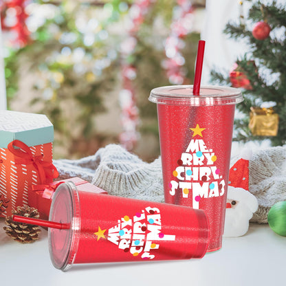 OZMOJOO Christmas Color Changing Cups with Lids and Straws, Reusable Tumblers for Cold Drinks, 5 Pack Holiday Gift Party Cups for Kids, Teens & Adults, 24 oz, Red