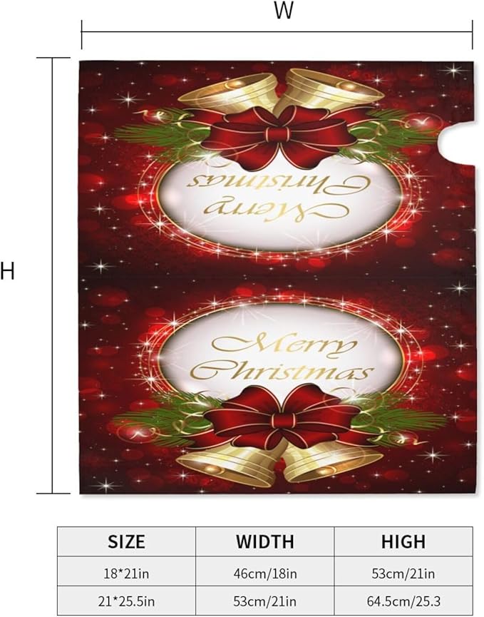 Christmas Mailbox Covers Merry Christmas Bell Snowflake Magnetic Letter Post Box Cover Standard Size 25.5 x 21 Inch Garden Yard Home Decorative