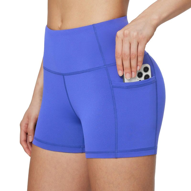 baleaf Gym Shorts Women 3" Biker Workout Yoga Spandex Running Volleyball Tummy Control Compression with Pockets Earth Blue XL