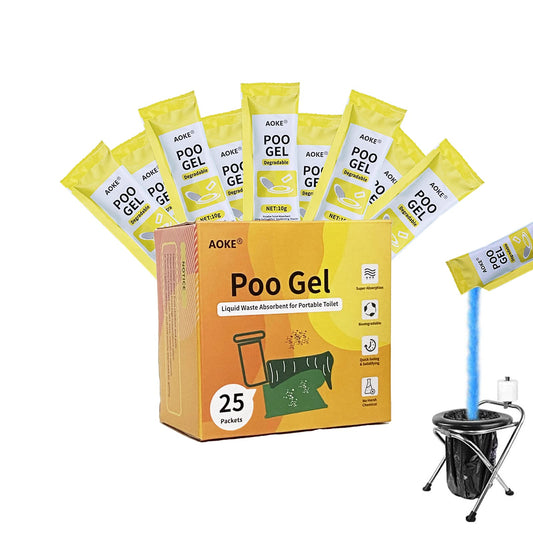 AOKE Portable Toilet Absorbent Gel Powder - Lemon 25 Pack Poo Deodorizing Treatment for Outdoor Camping and Hiking