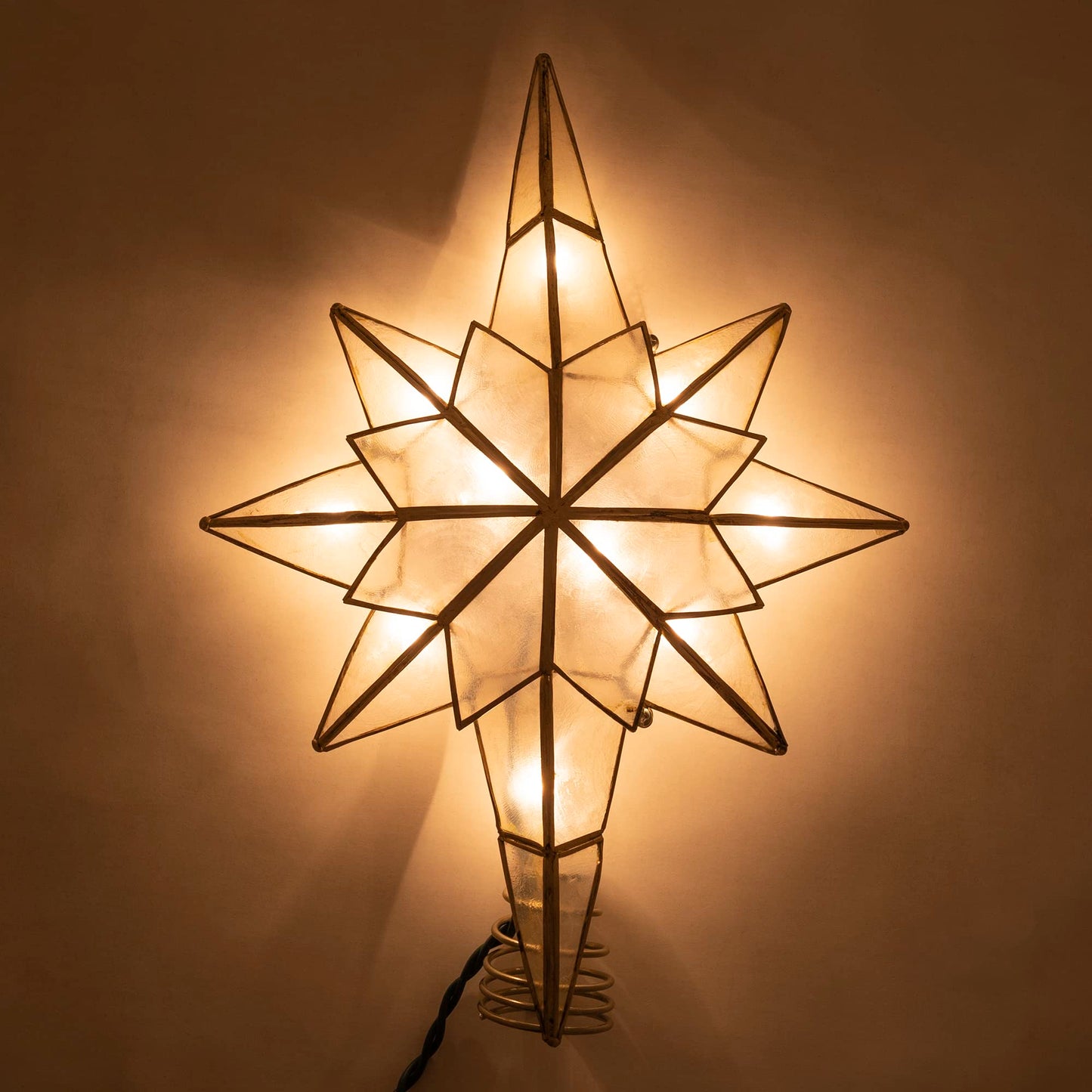 Kurt Adler 10-Light Capiz Star of Bethlehem Clear Treetop