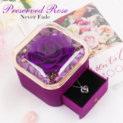 Beferr Valentines Day Gifts for Her Preserved Real Rose with Necklace Eternal Roses Forever Flowers for Delivery Prime Mothers Anniversary Birthday Gifts for Women Mom Grandma Wife Daughter Girlfriend